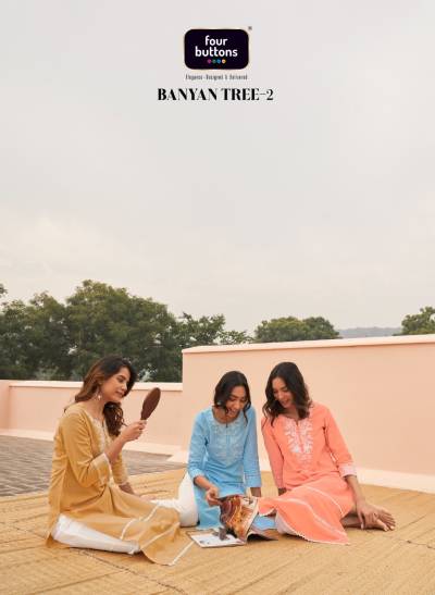 Banyan Tree Vol 2 By Four Buttons Embroidery Beautiful Kurti With Bottom